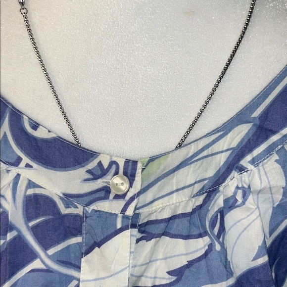 a.n.a Blue and White 3/4 Sleeve Boxy Blouse with Bib Collar - Picture 6 of 12